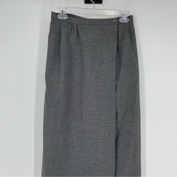 Vintage Armani Wool Gray Maxi wrap Skirt 44EU - Picture 2 of 8